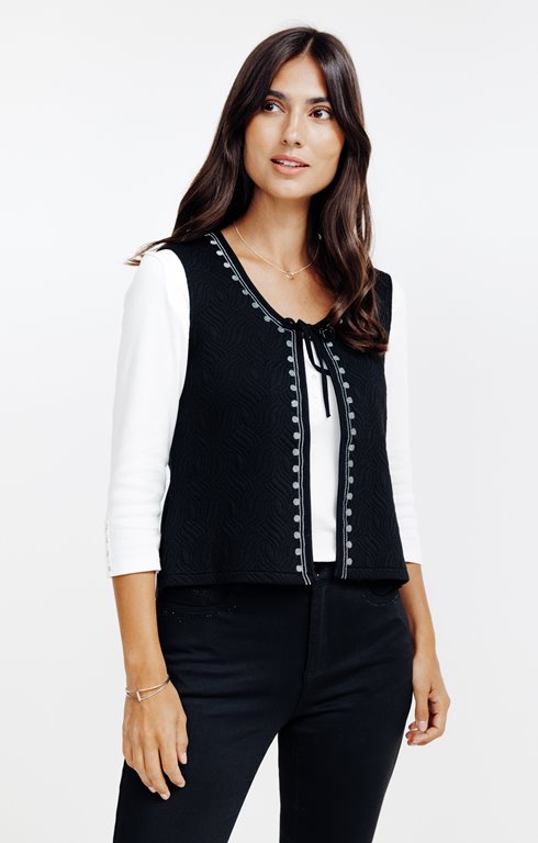 Cardigan matelassé avec broderies