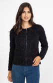 Cardigan zippé matière fantaisie popcorn