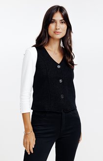 Cardigan sans manches maille brillante
