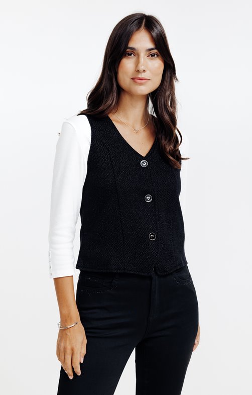 Cardigan sans manches maille brillante