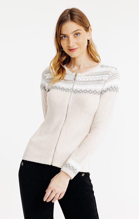 Cardigan avec jacquard placé