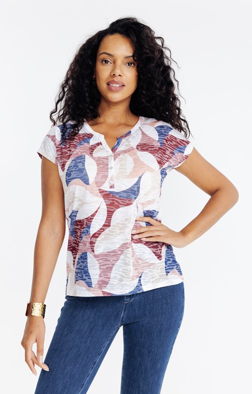Tee-shirt imprimé col mao