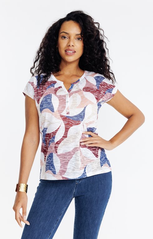 Tee-shirt imprimé col mao