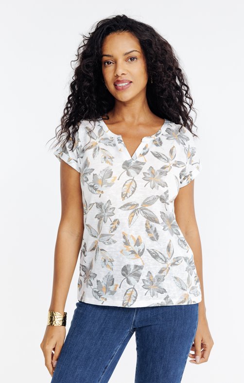 Tee-shirt imprimé col mao