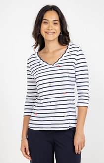 Tee-shirt rayé broderie coeur