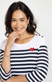 Tee-shirt rayé col rond broderie coeur