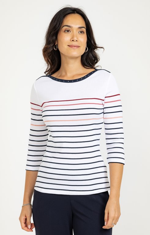 Tee-shirt rayé col bateau