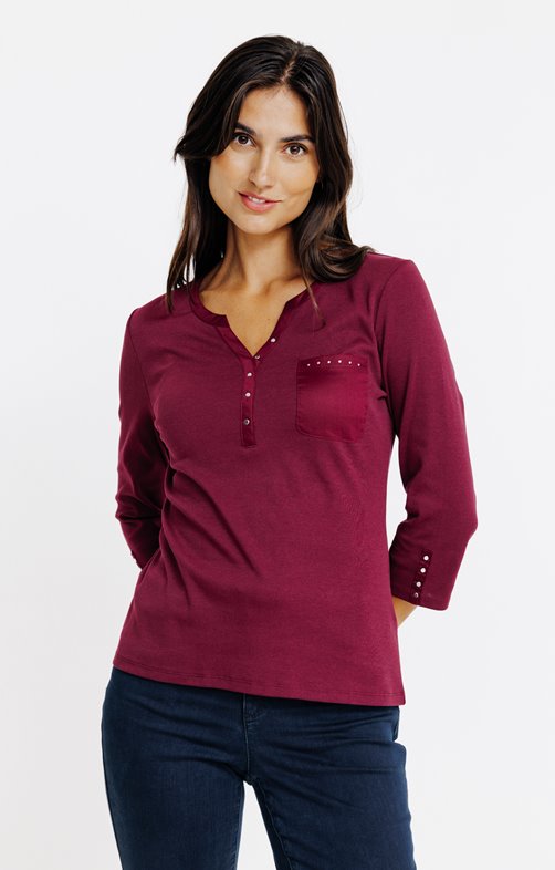 Tee-shirt uni col mao