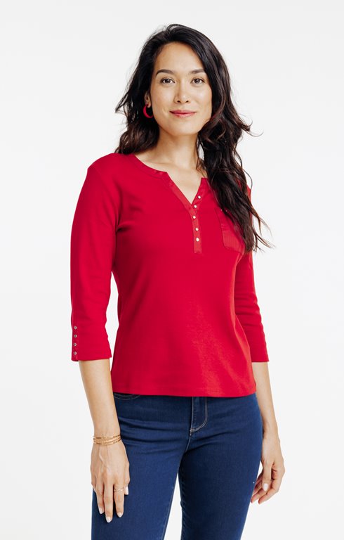 Tee-shirt uni col mao