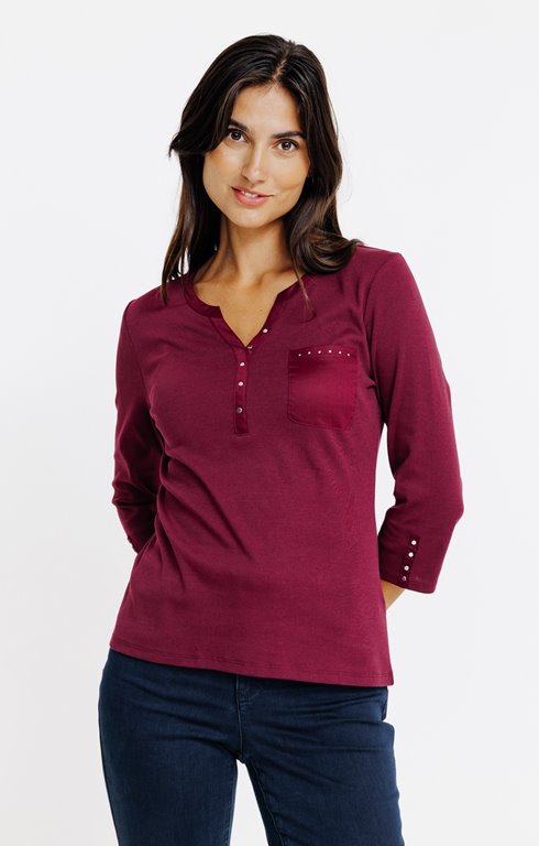 Tee-shirt uni col mao