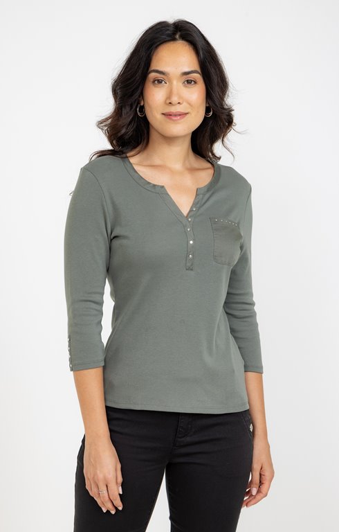 Tee-shirt uni col mao