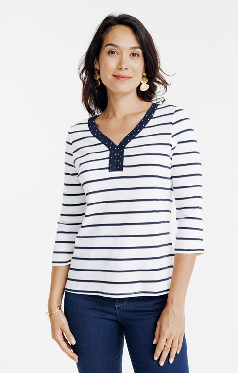 Tee-shirt rayé manches 3/4