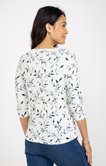 Tee-shirt imprimé feuillage manches 3/4