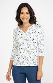 Tee-shirt imprimé feuillage manches 3/4
