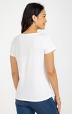 Tee-shirt brodé manches courtes et col v