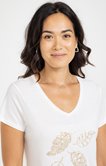 Tee-shirt brodé manches courtes et col v