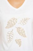 Tee-shirt brodé manches courtes et col v
