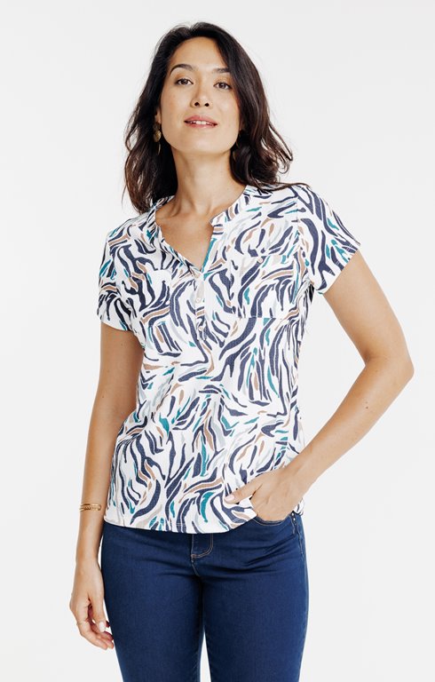 Tee-shirt imprimé zèbre manches courtes
