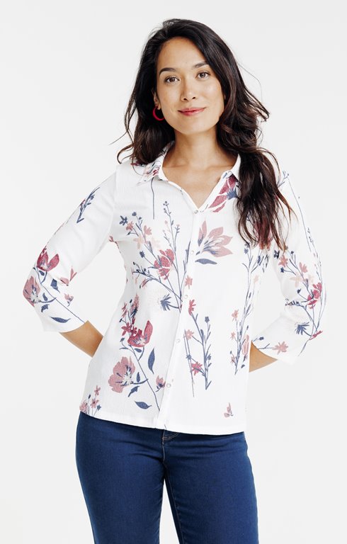 Tee-shirt imprimé col chemise