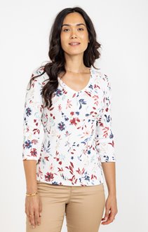 Tee-shirt imprimé feuillage col v