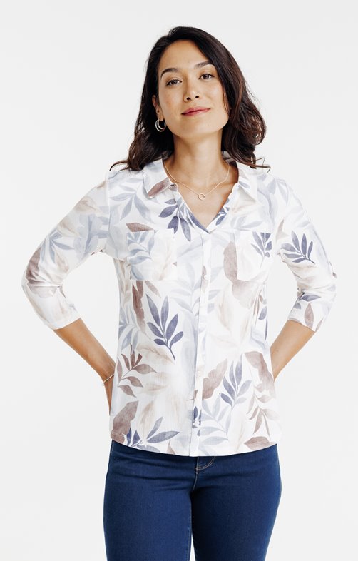 Tee-shirt imprimé col chemise
