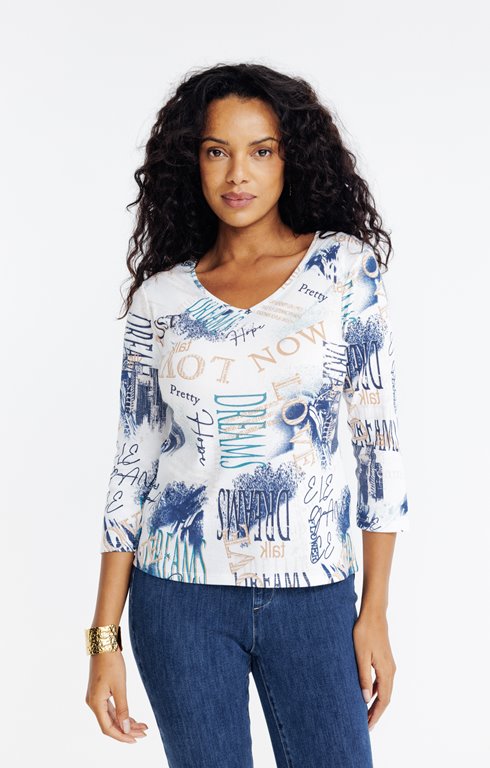 Tee-shirt imprimé urbain col v