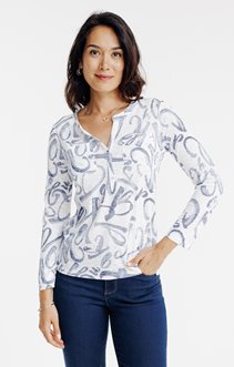 Tee-shirt imprimé col mao
