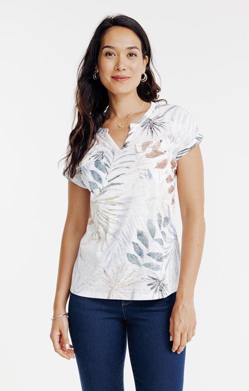 Tee-shirt imprimé col mao