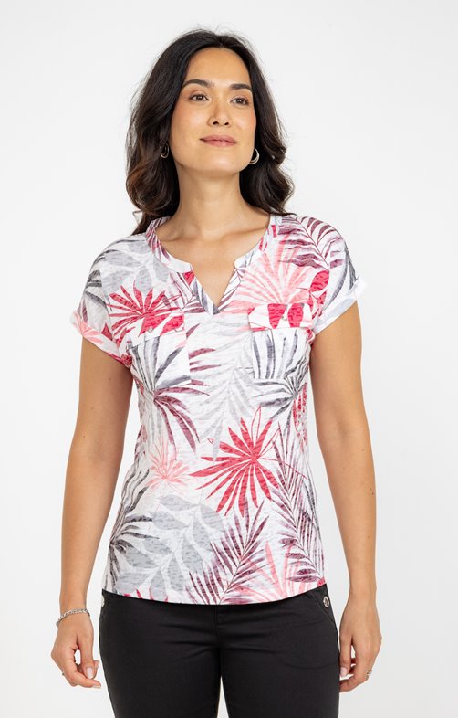 Tee-shirt imprimé col mao