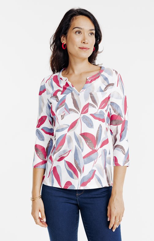 Tee-shirt imprimé col mao