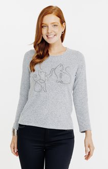 Tee-shirt à strass manches longues