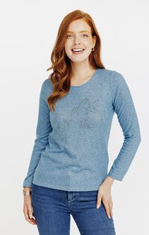 Tee-shirt à strass manches longues