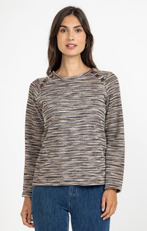 Tee-shirt uni rayé à col rond