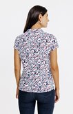 Tee-shirt col polo poches imprimé fleurs