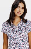 Tee-shirt col polo poches imprimé fleurs