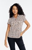 Tee-shirt col polo imprimé léopard