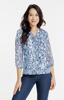 Tee-shirt col mao et manches 3/4