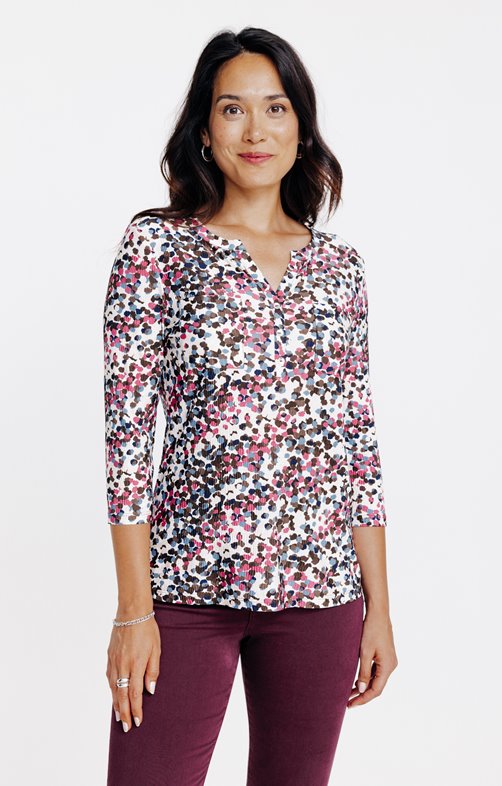 Tee-shirt manches 3/4 imprimé pois
