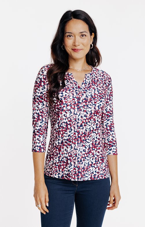 Tee-shirt manches 3/4 imprimé pois