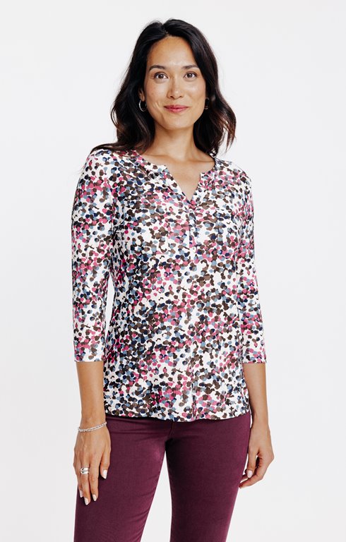 Tee-shirt manches 3/4 imprimé pois