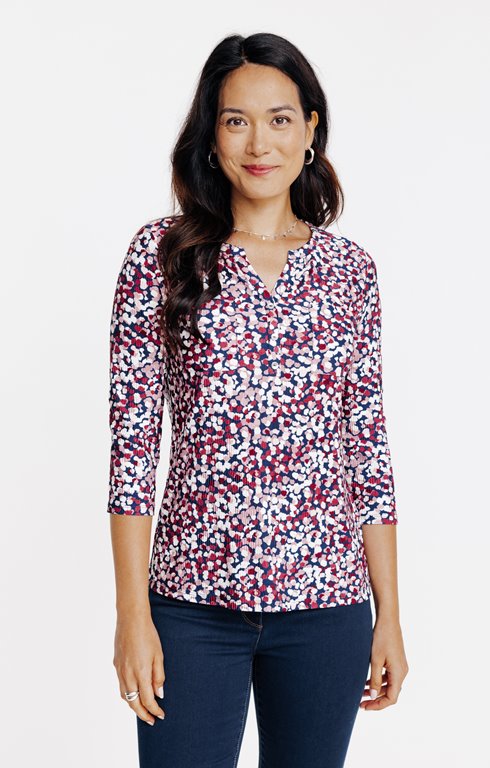 Tee-shirt manches 3/4 imprimé pois