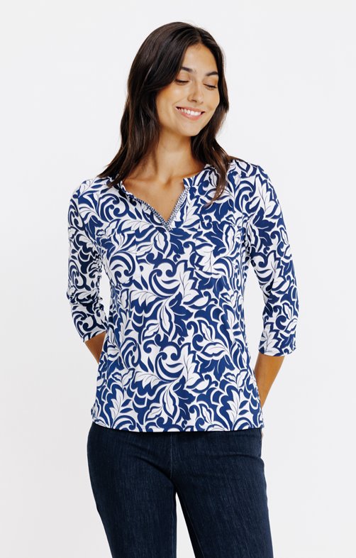 Tee-shirt imprimé col mao