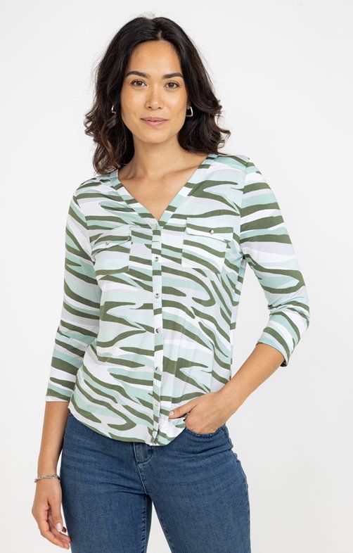 Tee-shirt imprimé zèbre manches 3/4