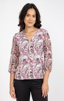 Tee-shirt imprimé col tunisien