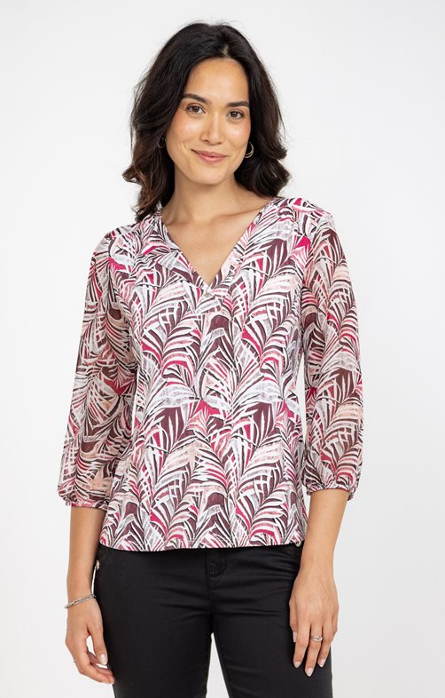 Tee-shirt imprimé col tunisien