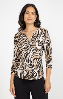 Tee-shirt imprimé zèbre col mao