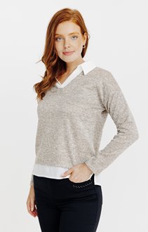 Tee-shirt 2-en-1 col chemise