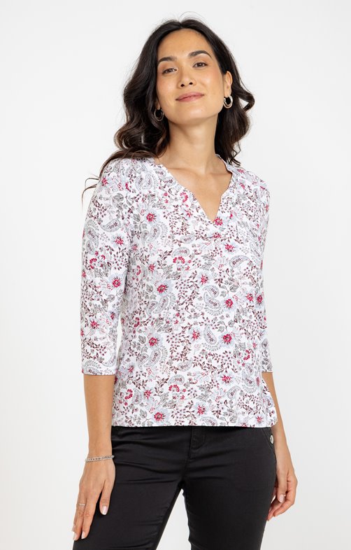 Tee-shirt imprimé col mao
