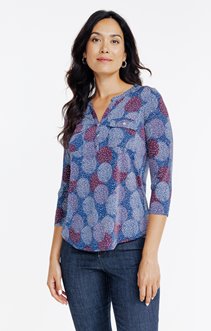 Tee-shirt imprimé rosaces manches 3/4