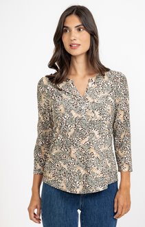 Tee-shirt col mao manches 3/4